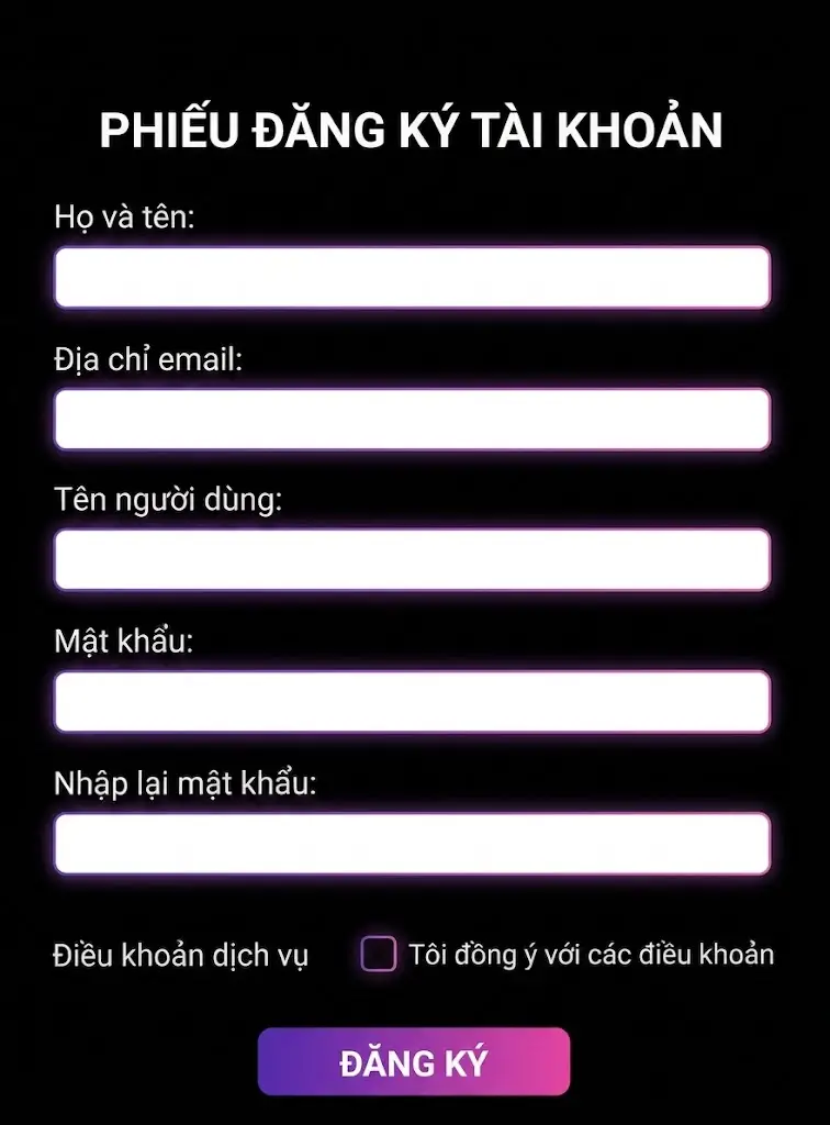 Biểu mẫu đăng ký tài khoản DABET dành cho thành viên mới